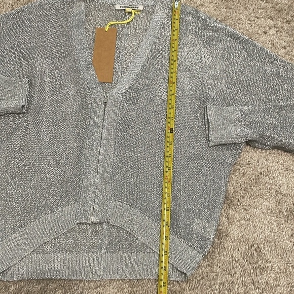 Free Market Women Jacket Small Silver Metallic Thread Foil Knit Contemporary - Picture 7 of 11